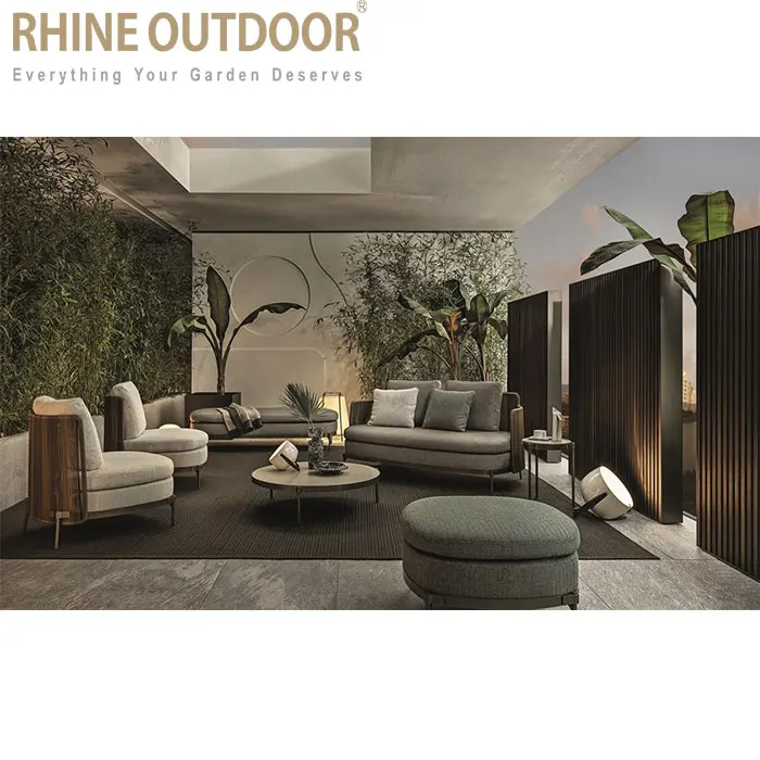 outdoor furniture rattan sofa stainless steel PE rattan bench sofa garden furniture sofa