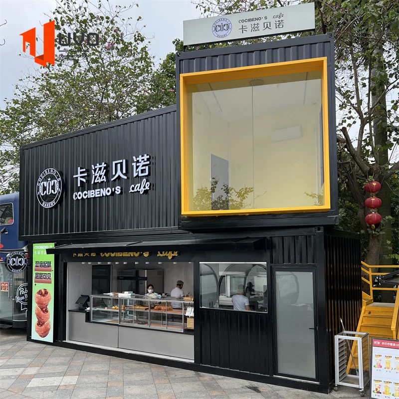 Food Truck Prefab Food Bus Pop up Coffee Shop Mobile Container Bar Fully Equipped Restaurant Steel Outdoor Sandwich Panel Door