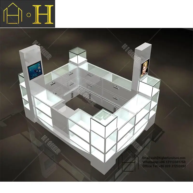 Modern Jewelry Showcase Design with LED Lights Retail Jewelry Showcase Kiosk