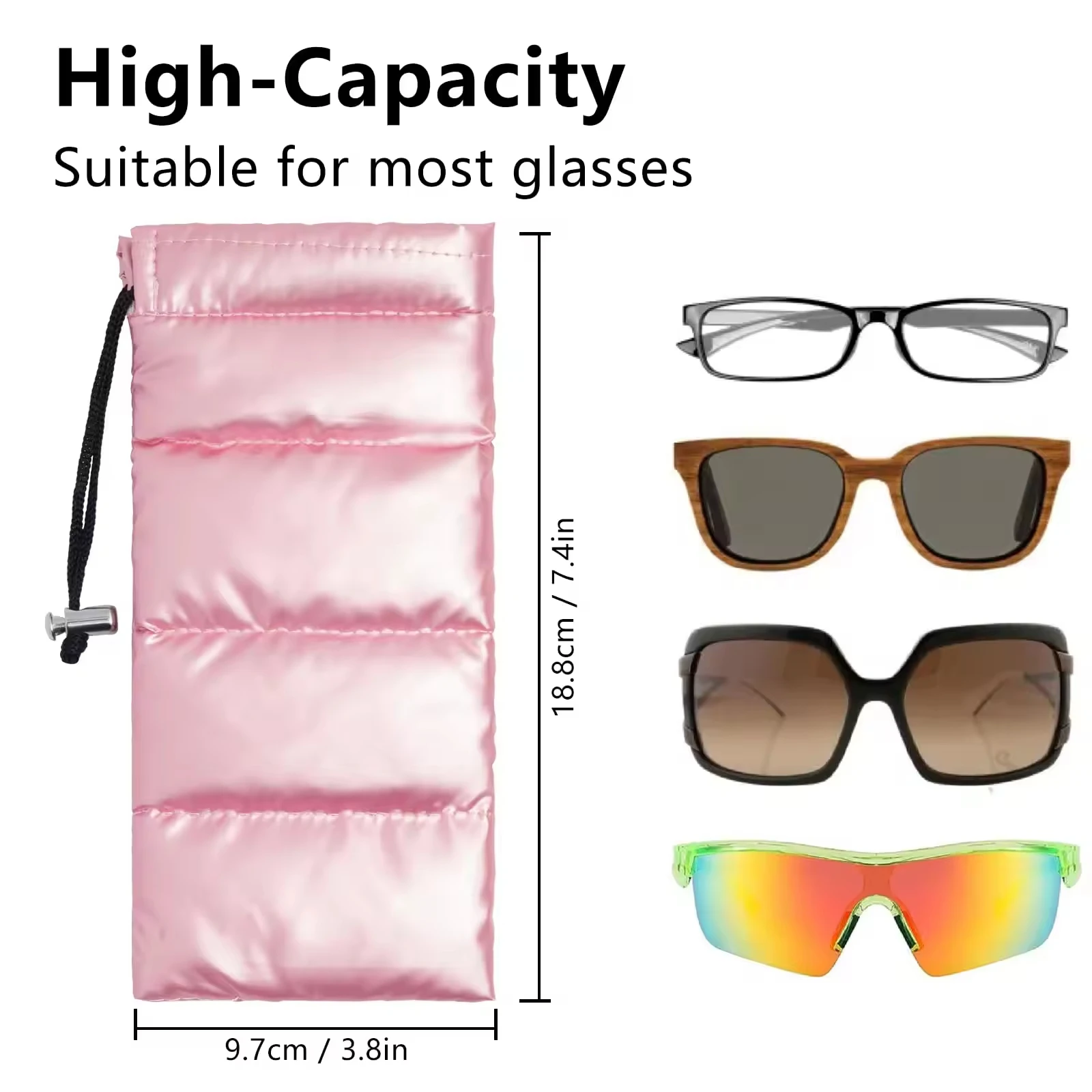 Custom Slim Microfiber Soft Luxury Glasses Storage Packaging Bag For Eye Wear Quilted Synthetic Down Sunglasses Case Pouch