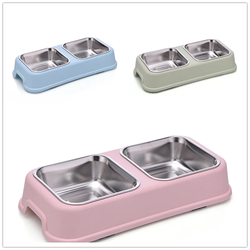 USA Standard Custom Supplies Double Stainless Steel Pet Bowls Food Feeders for Small Medium Large Cats Dogs Kitten Puppy