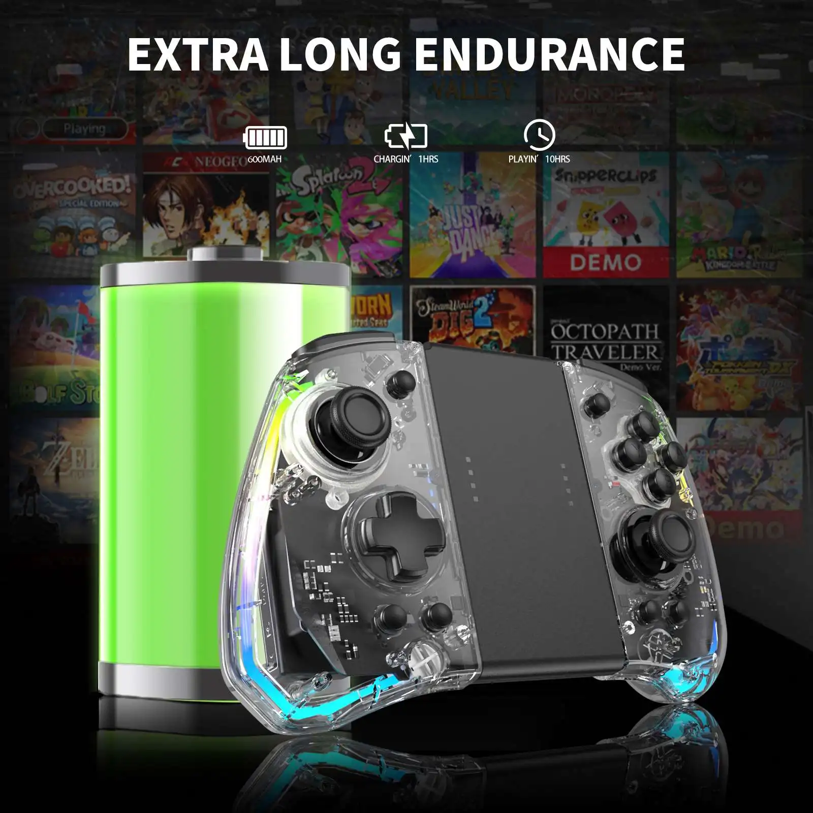 New Switch Jc Gamepad NS Left And Right Rocker Pro Bt Optical Fiber Handle