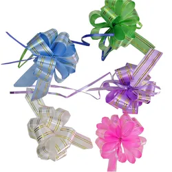 Pull flower ribbon in solid/metal/glitter color