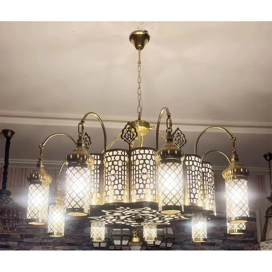 Мусульманское освещение, Исламская люстра Masjid, большая люстра для мечети, Марокканское железное освещение