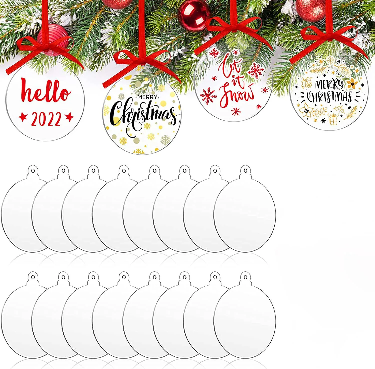 Custom Blank Clear Acrylic Round Circle Disc Custom Acrylic Keychain Christmas Wall Art Acrylic Sublimation Ornament