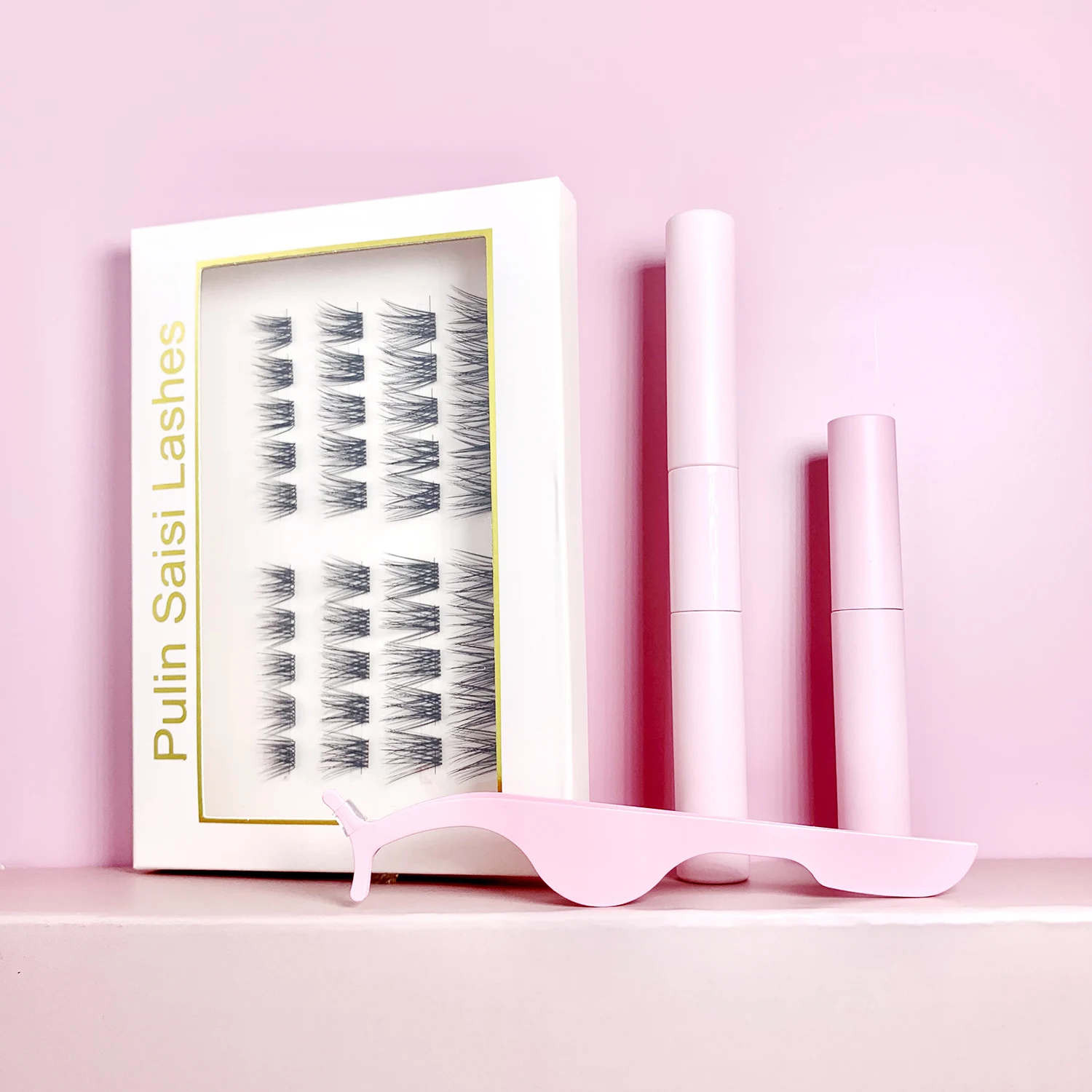 Private label fluffy cluster eyelashes vegan 3D faux mink professional diy lashes extension kit wholesale Individual 120 Cluster