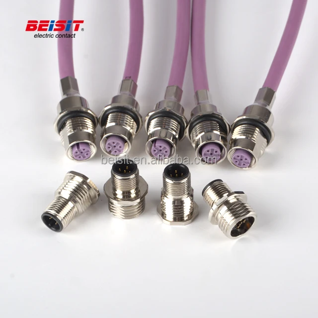 Waterproof  A Code 3pin 4pin 5pin 8pin 12pin  Rear Front Panel Mount M12 connector