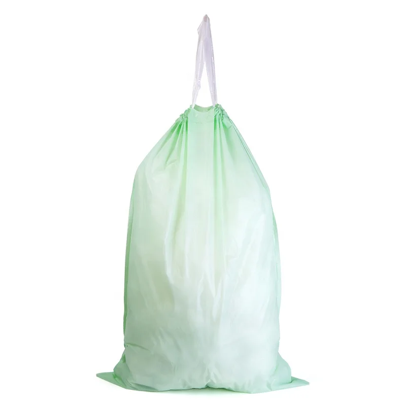 100%biodegradable cornstarch waterproof plastic trash garbage bags on roll with tie top handle