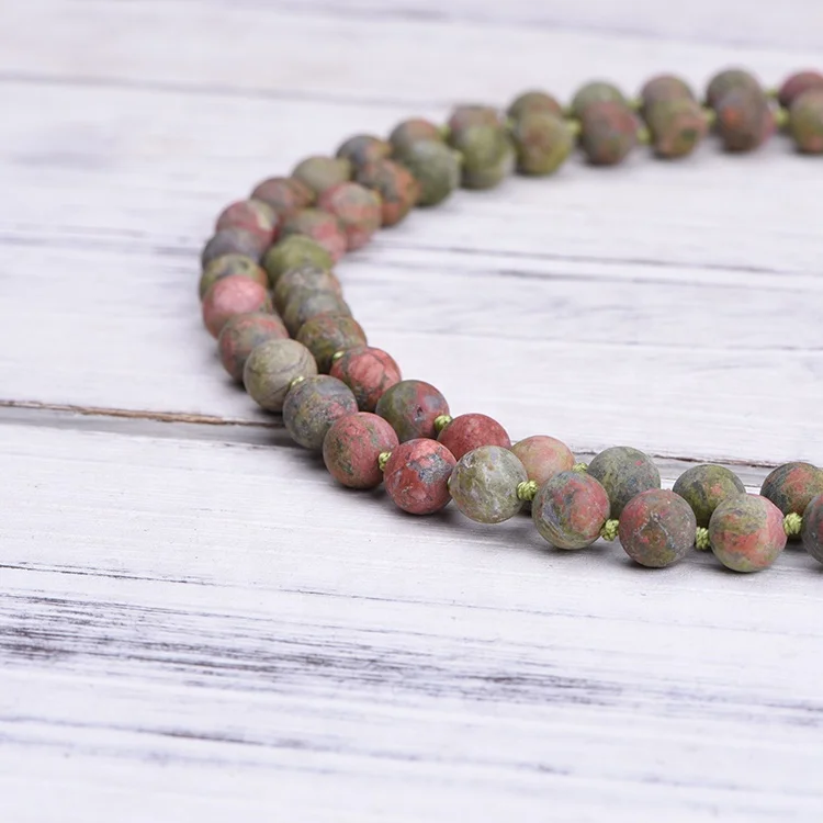 Handmade 108 mala Yoga Gemstone Long Tassel Necklace natural stone Unakite bead woman necklace Handmade 108 Mala Yoga Gemstone