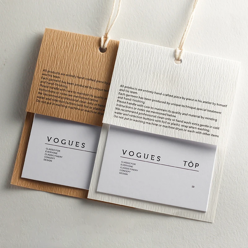 Fashion Accessories Garment String Tags Custom Logo Paper Hang Tag Clothing Hangtag  With Rose Gold Foil For T Shirt