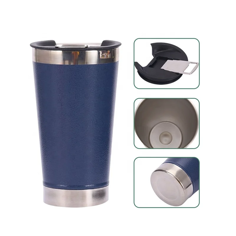 Wholesale Custom Logo Vacuum Thermo 18/8 Stainless Steel Double Wall Stay Chill Cold 16oz Beer Tumbler With Bottle Opener