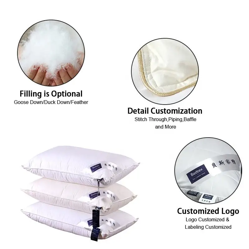 Down Feather Hypoallergenic Pillow Soft Bed Healthy Ergonomic Pillows For Sleeping Queen Size