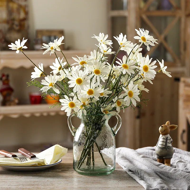 Artificial Silk Daisy Flower Bouquet Artificial Plants for Home Table Centerpieces Arrangement Small daisy