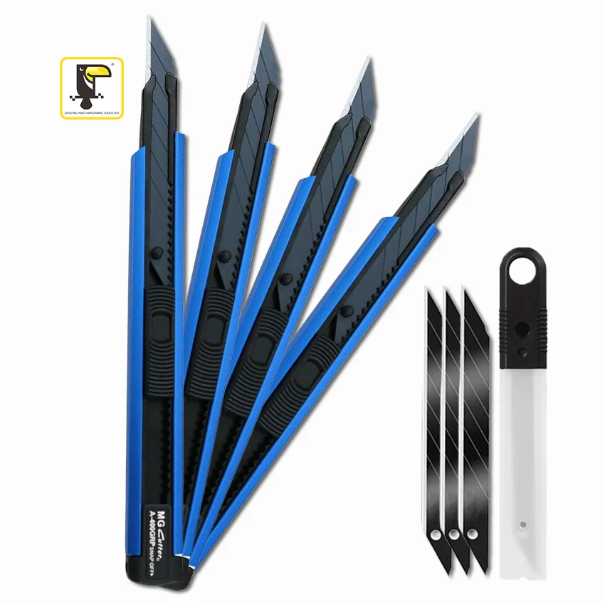 Cardboard Snap Off Cutter Aluminum Alloy Handle Knife 9MM Tungsten Blade Utility Cutter Knife
