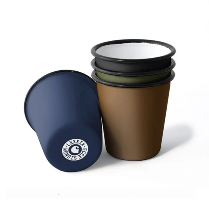 ХЛ 12oz мини, продажа по оптовым ценам; Принт, Ретро стиль, матовый синий сублимации эмаль металлический чугуна по индивидуальному заказу современный кофейный стакан