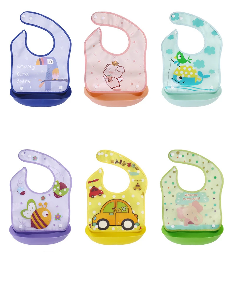 Eva Eating Plastic Baby Bib Polyester Kids Bibs Waterproof Hot Selling Saliva Towel adjustable bibs
