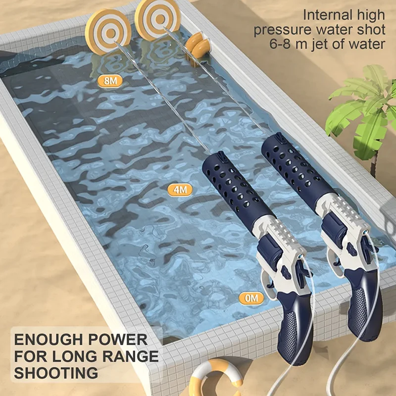 Single gun revolver big capacity automatic water pistol long range shooting backpack water gun toy for kids