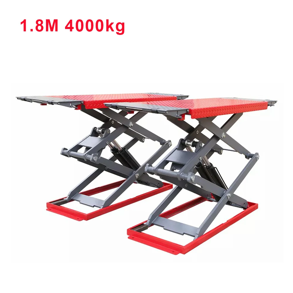 OEM Factory customized 1.2M/1.4M/1.6M/1.8M hydraulic Scissor Car lift 4000kg Low Rise Automotive hoist elevators for sale