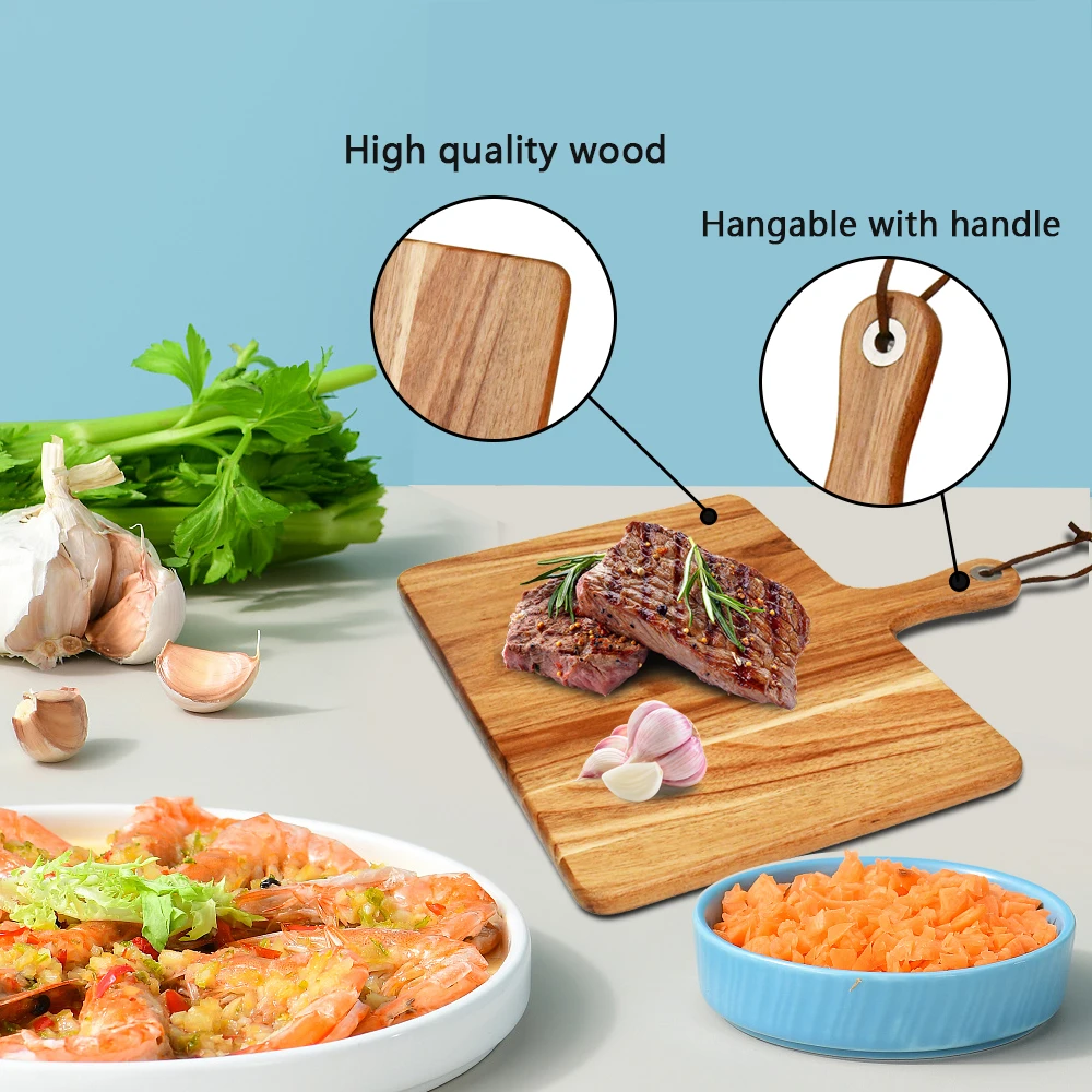 Wood Cutting Board with Handle  Serving Board for for Kitchen Home Baking, Fruits, Vegetables, Charcuterie, Cheese, Bread
