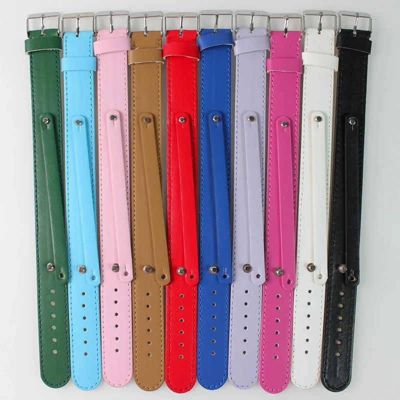 18+8mm PU Leather Wristband PU Bracelet have a 8mm small belt on fit 8mm sliders charms letter DIY Accessory