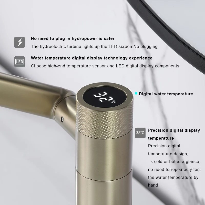 Lusa Factory Price Single Handle Mixer Digital Display Stainless Steel 304 Bathroom Tap Waterfall Mixer Basin Faucet