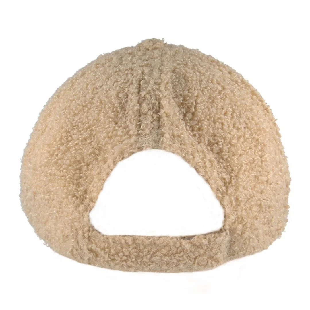 Teddy Velvet Sporty Baseball Cap with Velcro Tail Cute Warm Design Embroidered Fruit and Letter Pattern Puff Printing