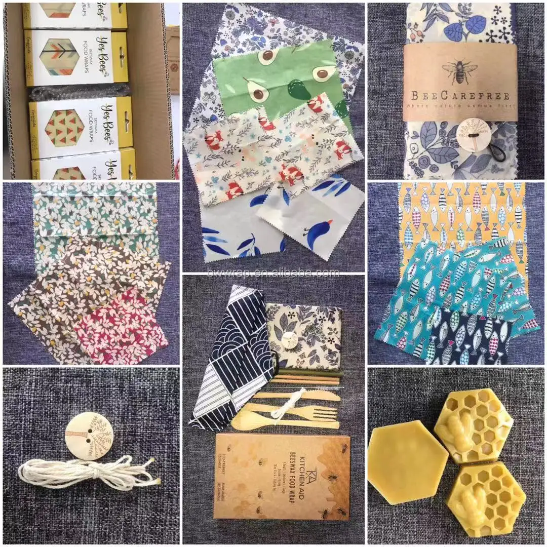 
Customize Food Wrap Food Grade Natural Organic Beeswax Food Wraps Paper Cloth Bee Wax Wrap Roll 