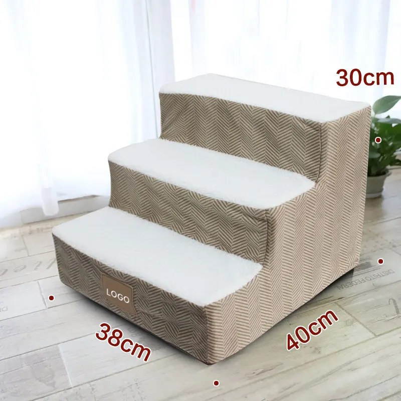 Dog Stairs 3 Steps Stairs For Small Dog Cat Pet Ramp Ladder Anti-slip Removable Cover Dogs Bed House Stairs