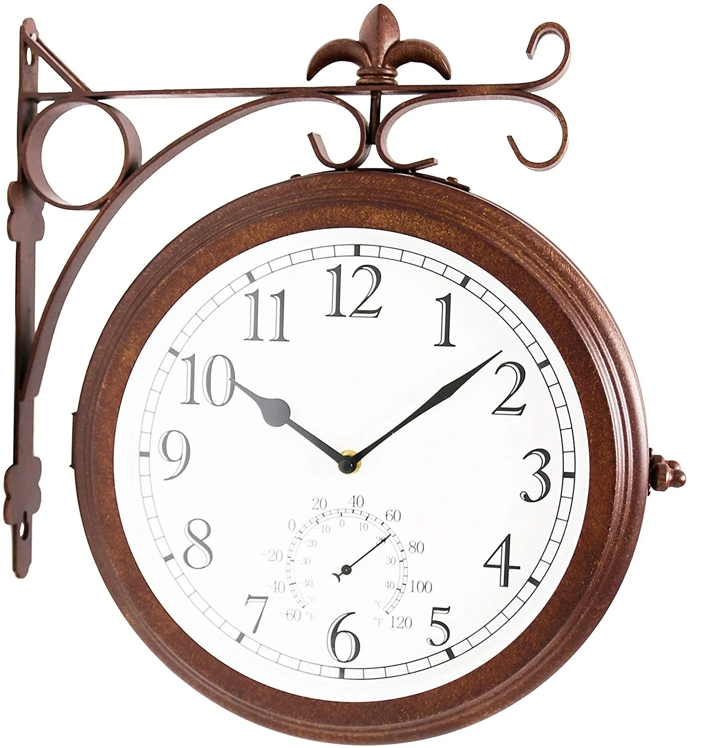 FREE SAMPLE Double sided wall clock wrought iron, quiet, easy to read vintage standing clock, antique metal wall clock, home dec