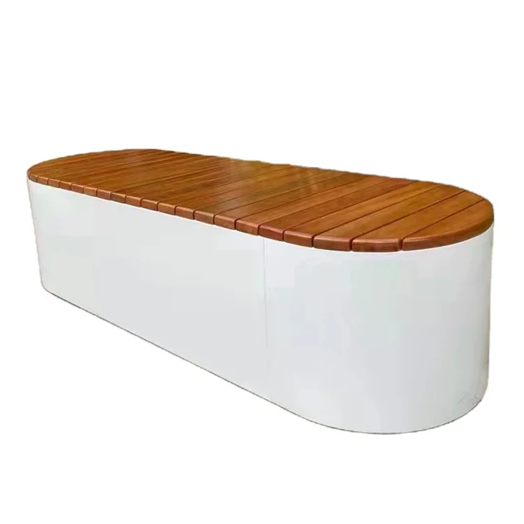 Mirror stainless steel wood and steel bench outdoor leisure metal park bench