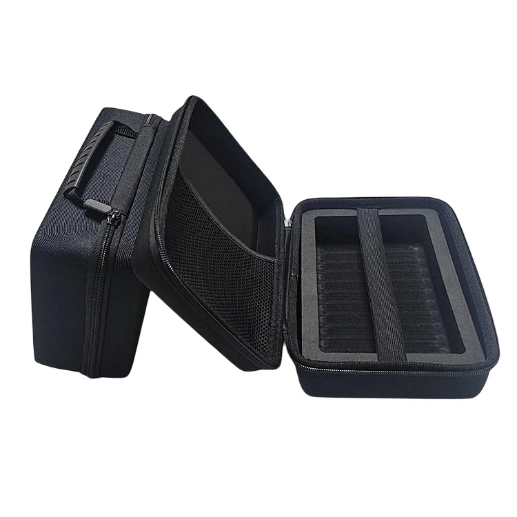 OEM logo knitted material custom zipper hard case carrying closure large black eva molded bag case