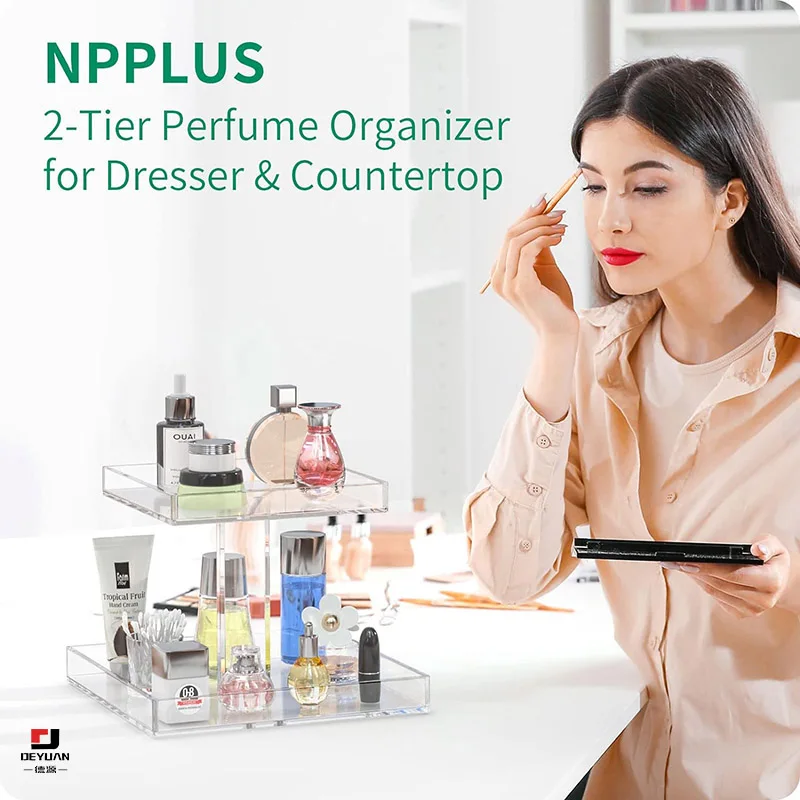 2 & 3 Tier Acrylic Makeup Perfume Organizer Display Tray Stand racks for Organizing Perfume Bottles