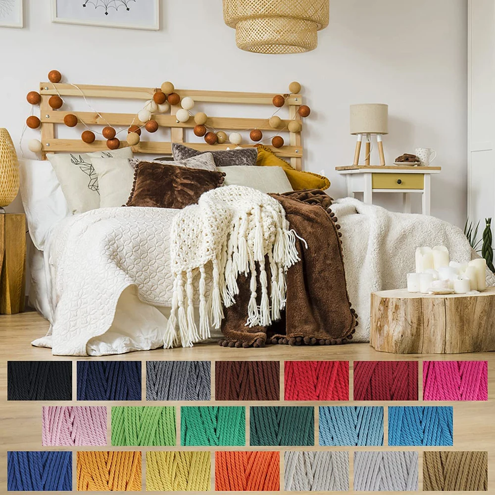 White Braided 4 Ply 2mm 3mm 4mm 5mm 6mm 8mm 10mm Strand Natural macrame white cord