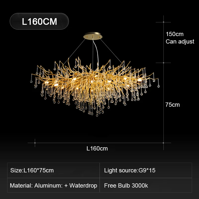 crystal lamp L160 CM Overseas warehousing light fixtures modern drop for dinning room chandeliers ceiling