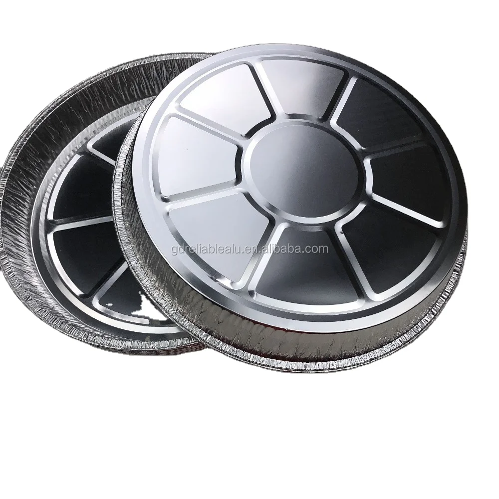 HHeavy duty durable 13inch 2600ml  5.7lb big round disposable LFGB certification aluminum foil pizza pans cake trays