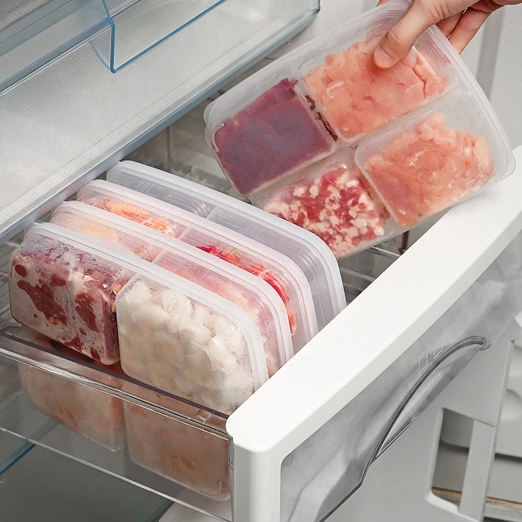 OWNSWING Airtight Plastic Kitchen Fridge Bins Refrigerator Organizer With Block Pantry Storage Container With Lid