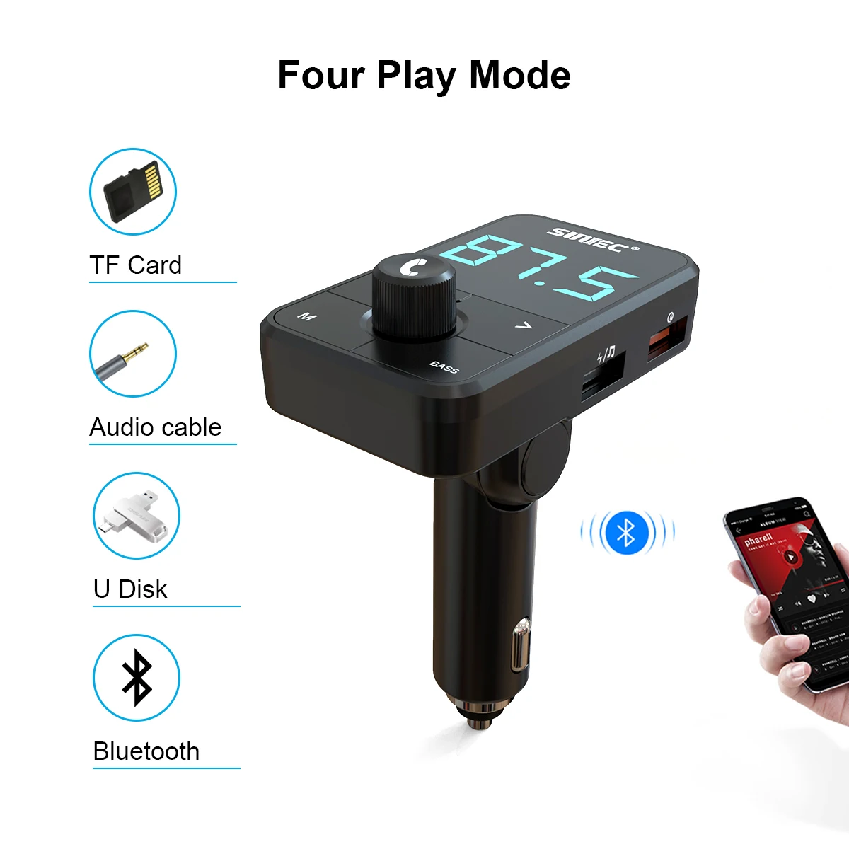 Прямая продажа с фабрики DC5V 3.0A зарядка Bluetooth handsfree Car Kit MP3 U Disk Player fm-передатчик автомобильным зарядным