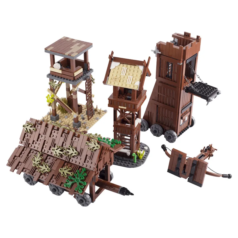 4162 3741 3022 3023 3024 2423 MOC средневековая Военная сцена + осадный молот стрела башня часовая римская игрушка-солдат (PA01015)
