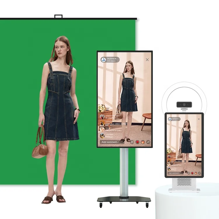 32 inch Tiktok Smart Online Interactive Advertising Display Lcd Video Facebook Live Free Streaming Broadcasting With Software