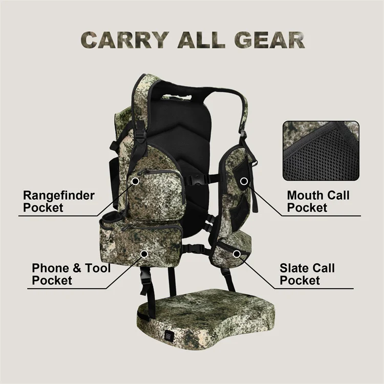 Mydays Tech 2024 New Outdoor Tactical Camouflage Hunting Backpack With Heating Cushion