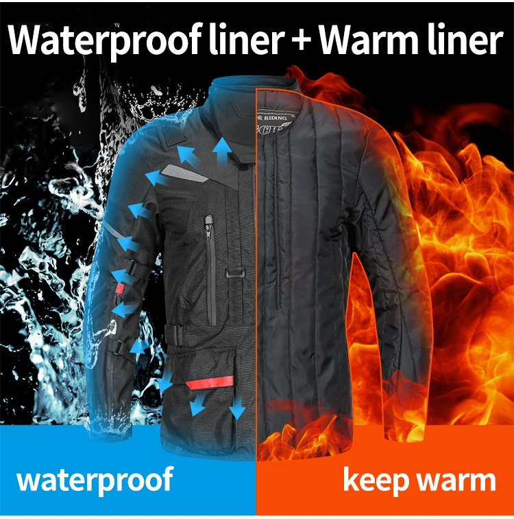 Winter Arrival Waterproof 3 in 1 Motorcycle Jacket Pants Clothing Suit Winter Keep Warm Motorbike Jacket S-5XL