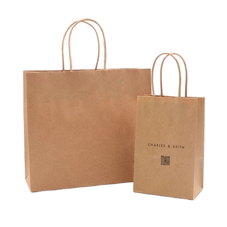 Flexo printing environmental protection recyclable cheap kraft paper shopping gift bags can be customized