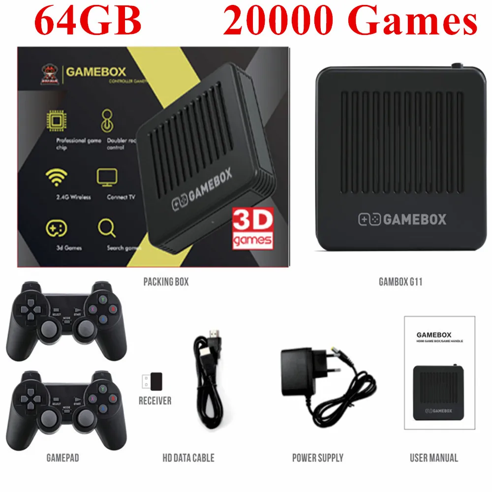 portable Game Box Android 9.0 Video Console Double Wireless Controller 4K HD Game box 256GB Retro TV Game BOX for PSP PS1