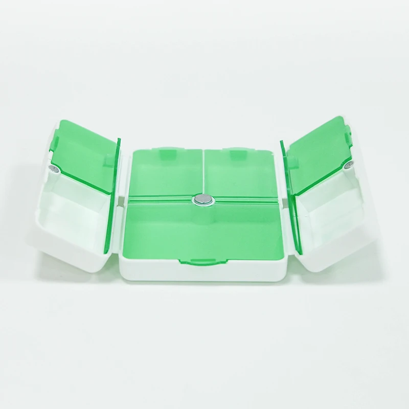 Magnetic Foldable Small Pill Organizer Travel Pill Case Box 7 Compartments Pill Box 7 Days A Week Medicine Box