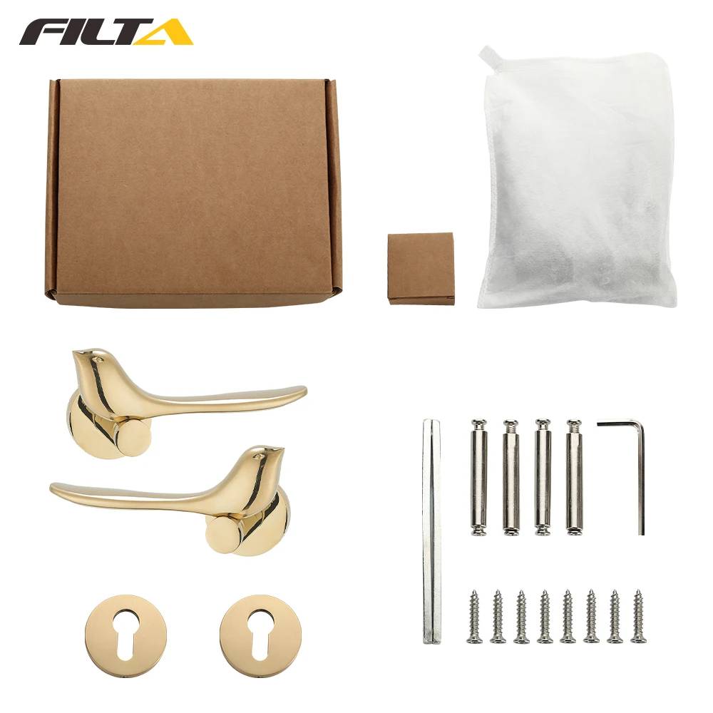 Pvd Gold Luxury Door Handles Modern Interior Zinc Alloy Lock Door Handle