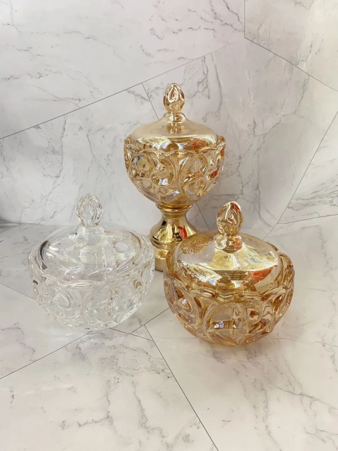 
2021 new crown glass sugar bowl with lid for wedding holiday 