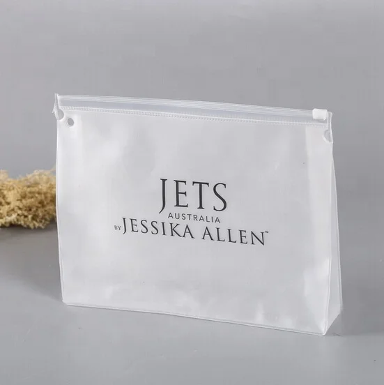 Plastic frosted transparent food bag pvc zipper polybag with plastic hanger