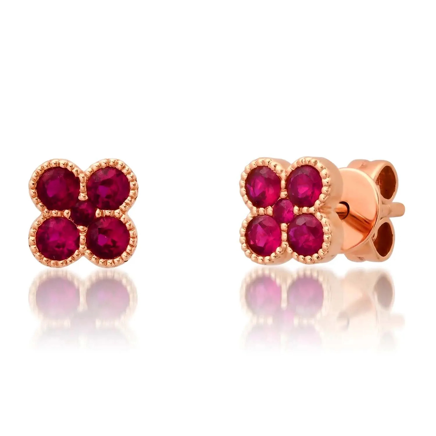 Milskye fine fashion jewelry 925 silver for women 18k gold plated bite-sized ruby bezel set stud earrings
