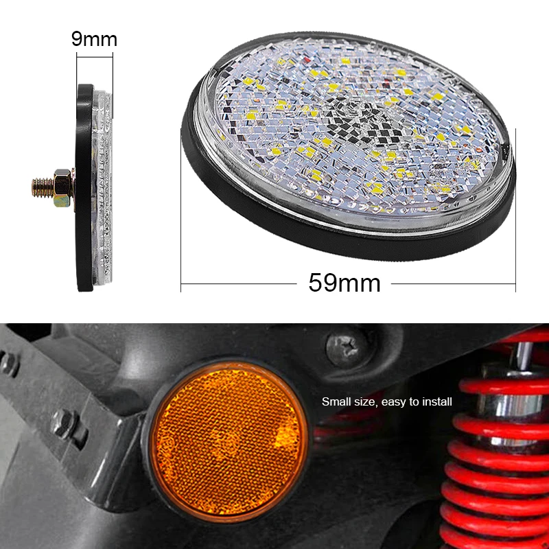 EURS 2 шт. мотоцикл стоп-сигнала 24LED белого и желтого цвета с рисунком Красной машины круглые задние фонари указателя поворота грузовик боковой сигнальные лампы