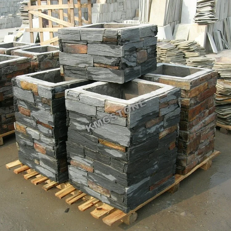 Slate Fence Columns and Pillars on Cement Board for Stack Stone Veneer Sheets